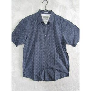 Michael Brandon Collection Mens Blue All Over Print Short Sleeve Button Up